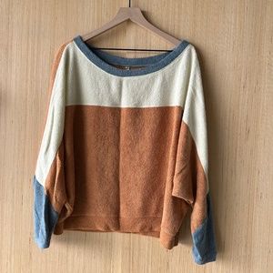 Free People Blue Monday Fleece Pullover Sweatshirt